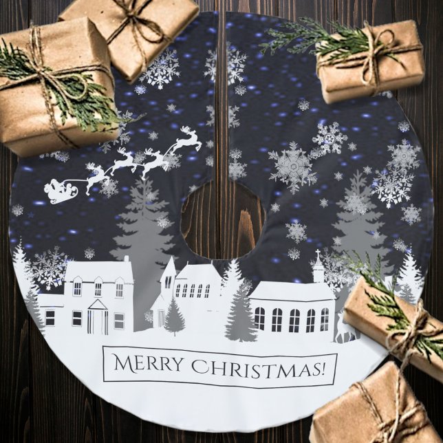 Julbyn Träd Skirt Julgransmatta Borstad Polyester (Christmas Village Tree Skirt)