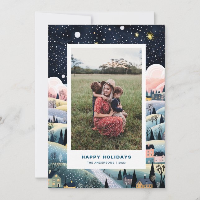 Julbyn två - julljokertecken julkort (Framsida)