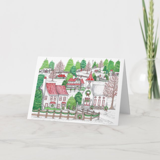 Julbyn, vikt 5 x 7-kort tack kort (Framsida)