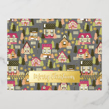 Julbyns Grått Foil-Helgdag-kort