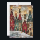 Julbyns helgdagar - Greetings Julkort<br><div class="desc">Kort för hälsning av jullinjen med en röd och grönt by med ljus. Texten säger "Säsongens hälsningar" men är anpassadet för ert eget hälsning. Personlig på baksidan med ditt budskap och namn. Kontakta mig om du behöver hjälp med din anpassning eller om du vill be om ytterligare matchning eller samordning...</div>