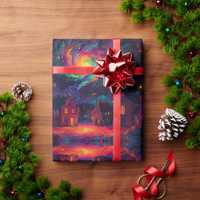 Julbyscenen Gamla Land-världen Presentpapper (Julgåva)