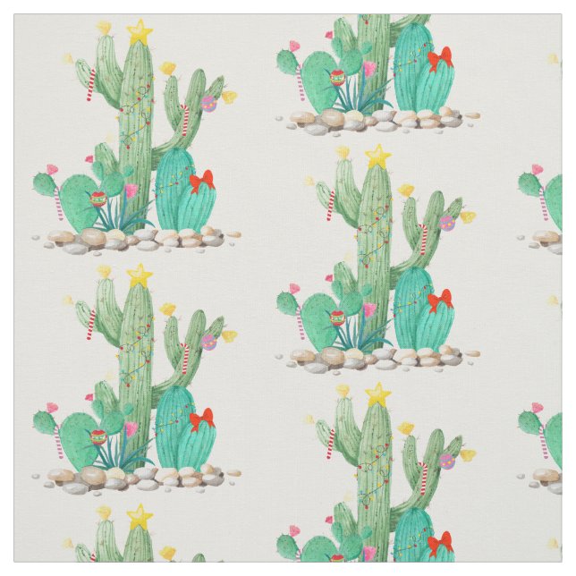 Julcactus Sydvästra Öken Akvarell Tyg (Provkarta)