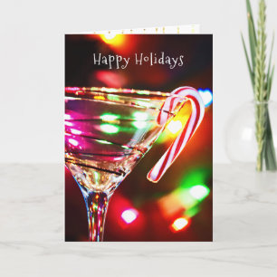 Julcandy cane på martini exponeringsglas helgkort