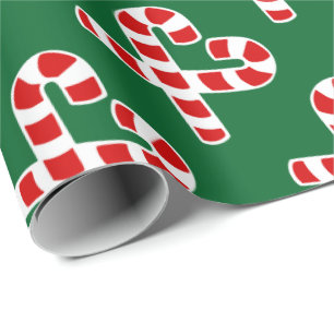 Julcandy canehjärta som slår in papper presentpapper
