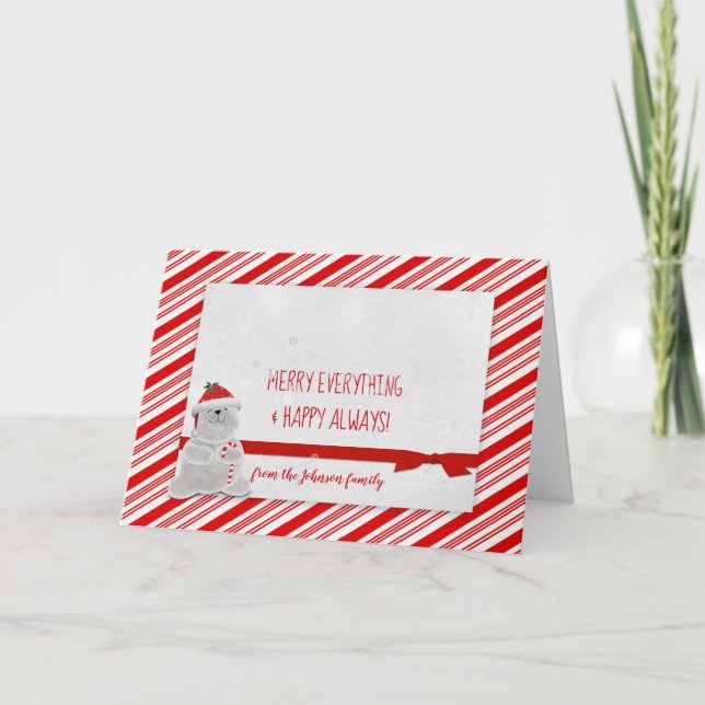 Julcandy canerand med björnen helgkort (Framsida)