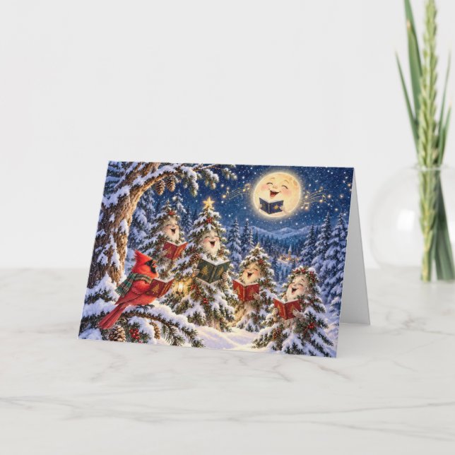 JulCardinal och Vinterträd Kör Kort (Framsida)