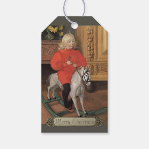 JulCarl Larsson pojke på att vagga hästen CC1062 Presentetikett