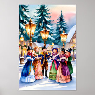 JulCarolers i Snö Wall Art Print Poster