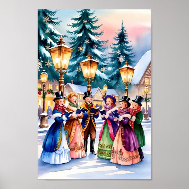 JulCarolers i Snö Wall Art Print Poster (Framsidan)