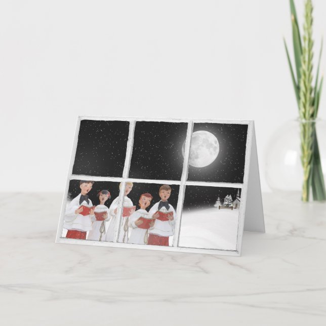 JulCarolers in Window Card Kort (Framsida)