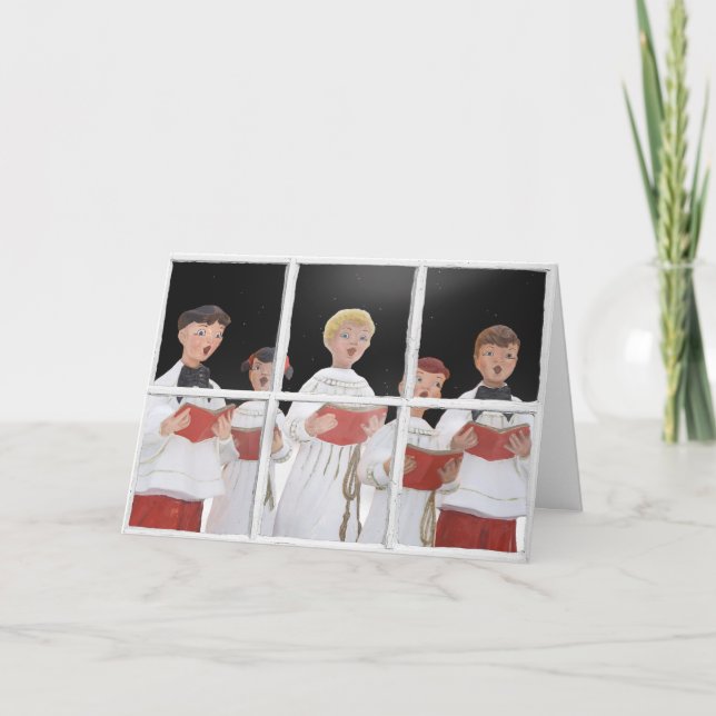 JulCarolers in Window Helgkort (Framsida)