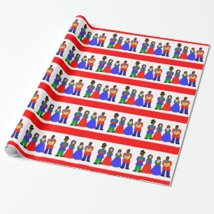 JulCarolers-Medley rött slående in papper Presentpapper