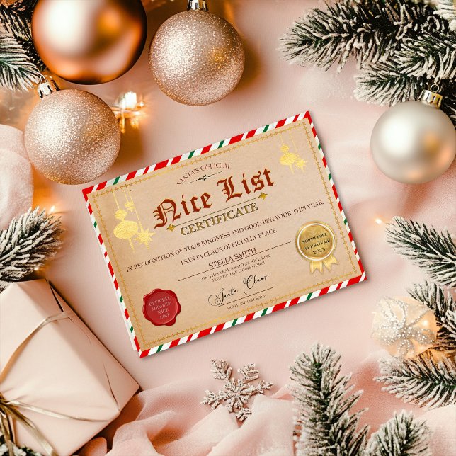 Julcertifikatet från Santa's Nice-lista Inbjudningar (Skapare uppladdad)