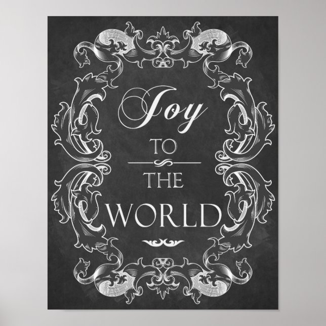 Julchalkboard Joy to World Quote Art Poster (Framsidan)