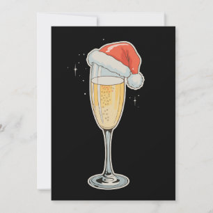 Julchampagne Santa Hatt Dryck Holiday Party Julkort