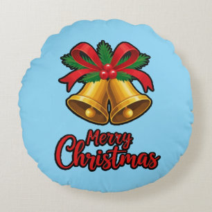 "Julcharm: Bows & Klockor Festive Design" Rund Kudde