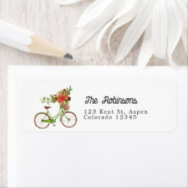 Julcharmen Poinsettia och Tall Cykel Returadress Etikett