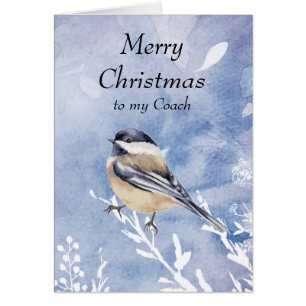 julchickadee Bird Winter Coach Hälsningskort
