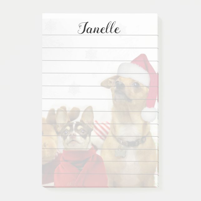 Julchihuahuaen som hundar postar den, noterar post-it block (Framsida)