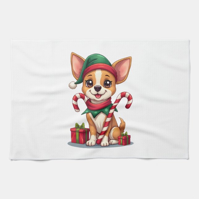 JulChihuahuaGlädje Kökshandduk (Horisontell)