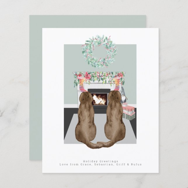 Julchoklad Labrador Hundar Fireplace Scene (Fram/baksida)