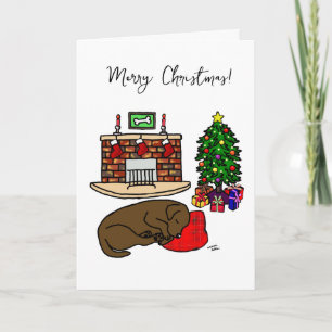 Julchoklat Labrador Sleeping Helgkort