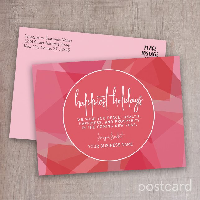 Julcirkel Modern Abstrakt röd rosa Gladast Helg Vykort (Business Holiday Postcard)