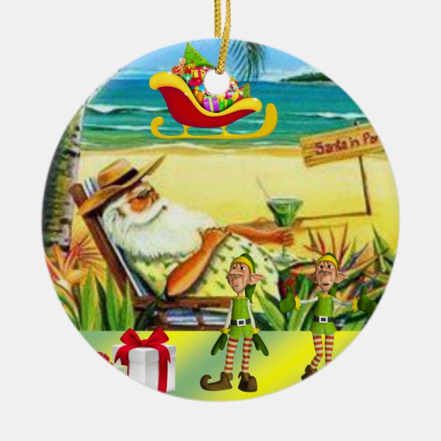 Julcirkel Ornament, sommarstugan Santa Julgransprydnad Keramik (Framsidan)