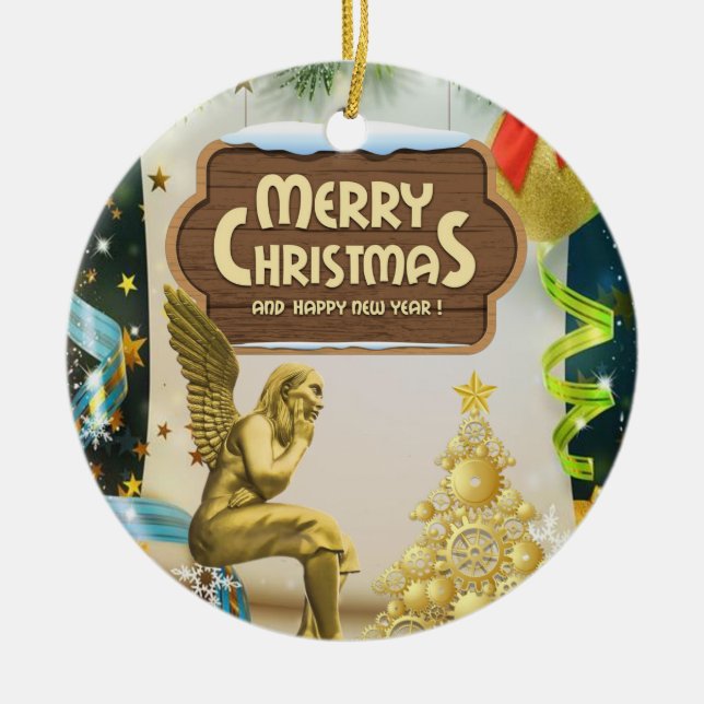 Julcirkeln Ornament, ängel Julgransprydnad Keramik (Framsidan)