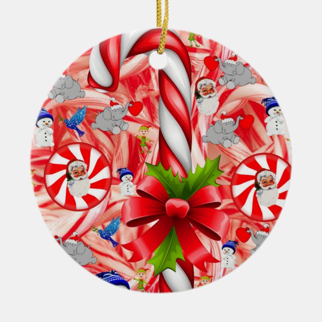 Julcirkeln Ornament, Candy cane Julgransprydnad Keramik (Framsidan)