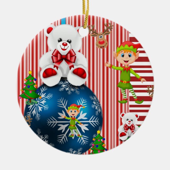 Julcirkeln Ornament, Elf-Nallen Julgransprydnad Keramik (Framsidan)