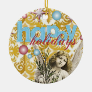 Julcirkeln Ornament, Glad helg Angel Julgransprydnad Keramik