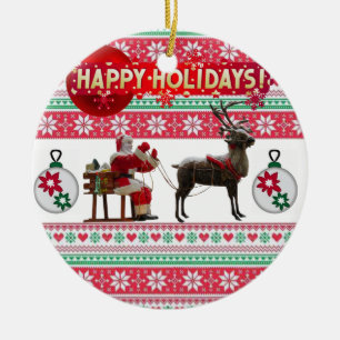 Julcirkeln Ornament, Glad helg Julgransprydnad Keramik