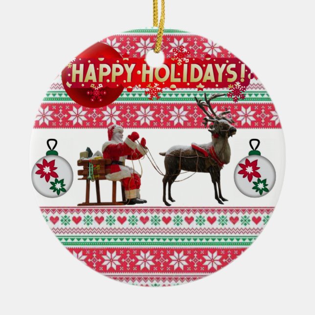 Julcirkeln Ornament, Glad helg Julgransprydnad Keramik (Framsidan)