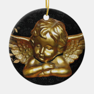 Julcirkeln Ornament, Guld Angel Julgransprydnad Keramik