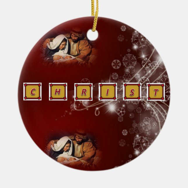 Julcirkeln Ornament, Kristus Julgransprydnad Keramik (Framsidan)