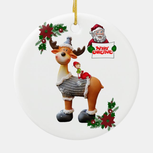 Julcirkeln Ornament, Moose Julgransprydnad Keramik (Baksidan)