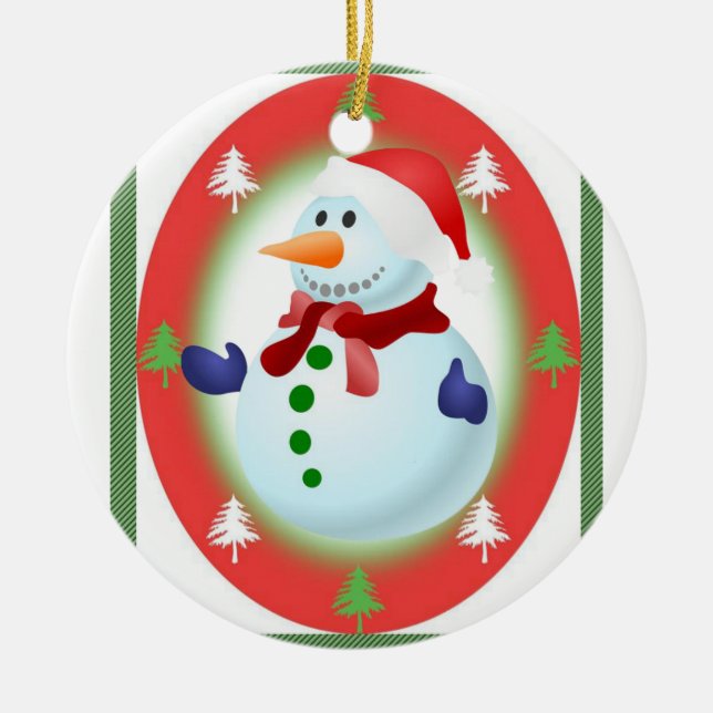 Julcirkeln Ornament, Snögubbe Julgransprydnad Keramik (Framsidan)
