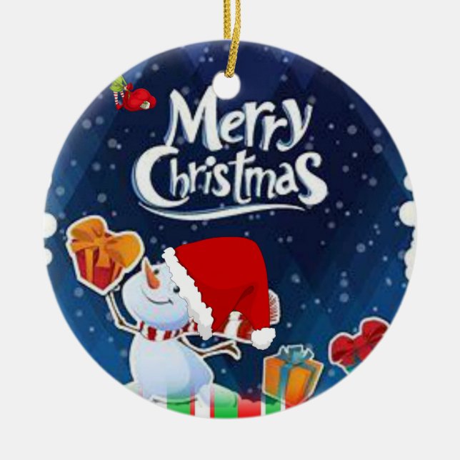 Julcirkeln Ornament, Snögubbe Julgransprydnad Keramik (Framsidan)