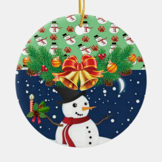 Julcirkeln Ornament, Snögubbe Julgransprydnad Keramik (Framsidan)