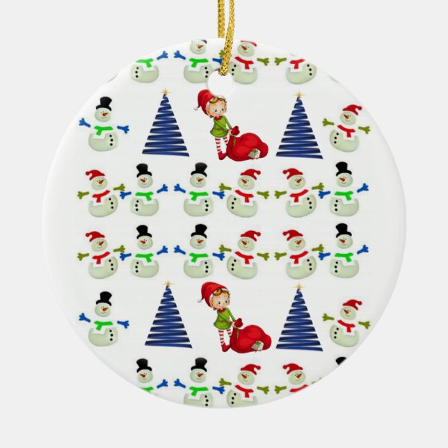 Julcirkeln Ornament, Snögubbe Julgransprydnad Keramik (Framsidan)