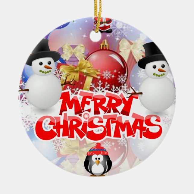 Julcirkeln Ornament, Snögubbe Julgransprydnad Keramik (Framsidan)