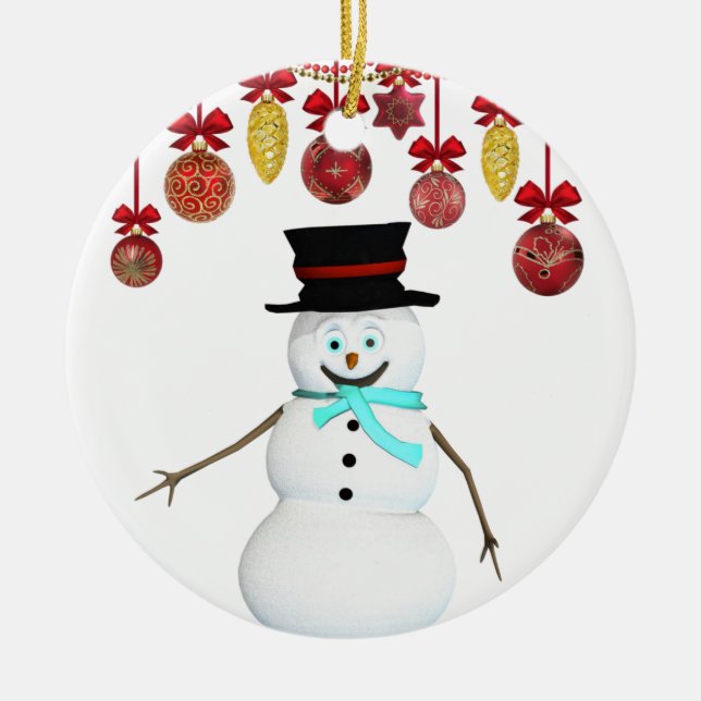 Julcirkeln Ornament, Snögubbe Julgransprydnad Keramik (Framsidan)