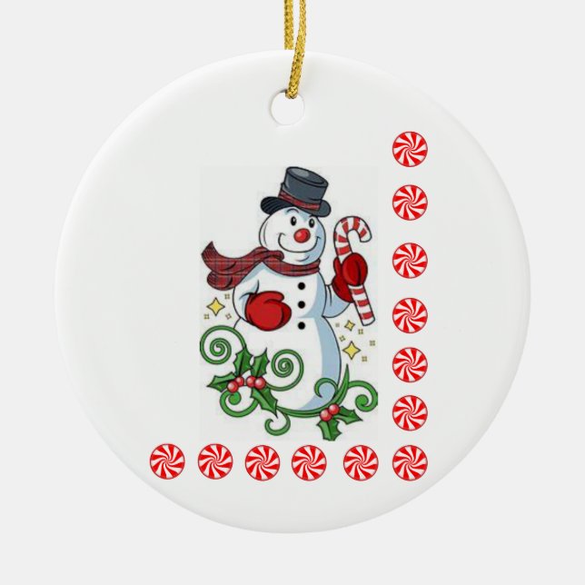 Julcirkeln Ornament, Snögubbe Julgransprydnad Keramik (Framsidan)