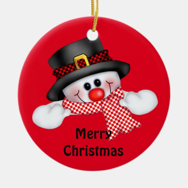 Julcirkeln Ornament/Snögubbe Julgransprydnad Keramik (Framsidan)