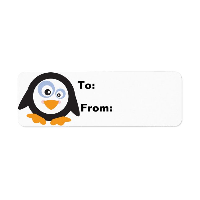 Julcirkeln Penguins Gift Lables Returadress Etikett (Framsidan)