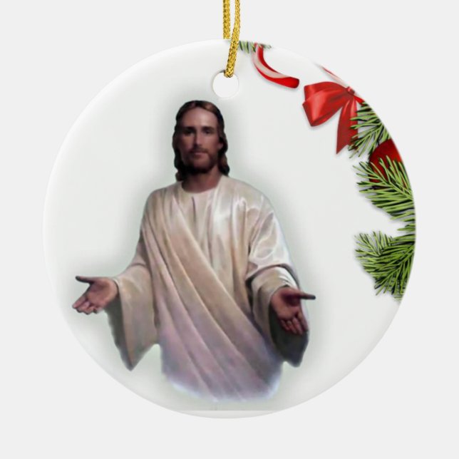 Julcirkelprydnad, Jesus Kristus Julgransprydnad Keramik (Framsidan)