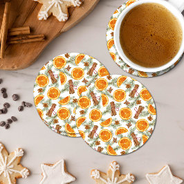 Julcitrus apelsin och krydda underlägg papper rund