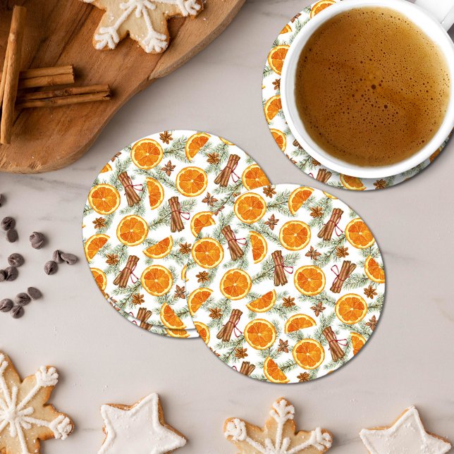 Julcitrus apelsin och krydda underlägg papper rund (Skapare uppladdad)